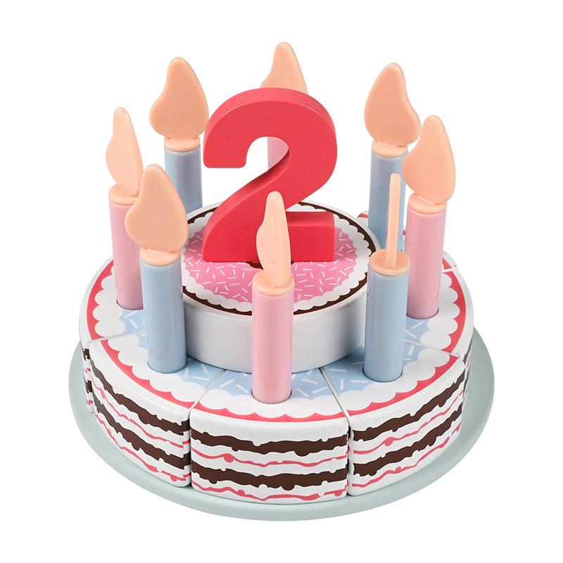 Wooden simulation children s playhouse cake toy kitchen cutting music educational fun interactive communication toy