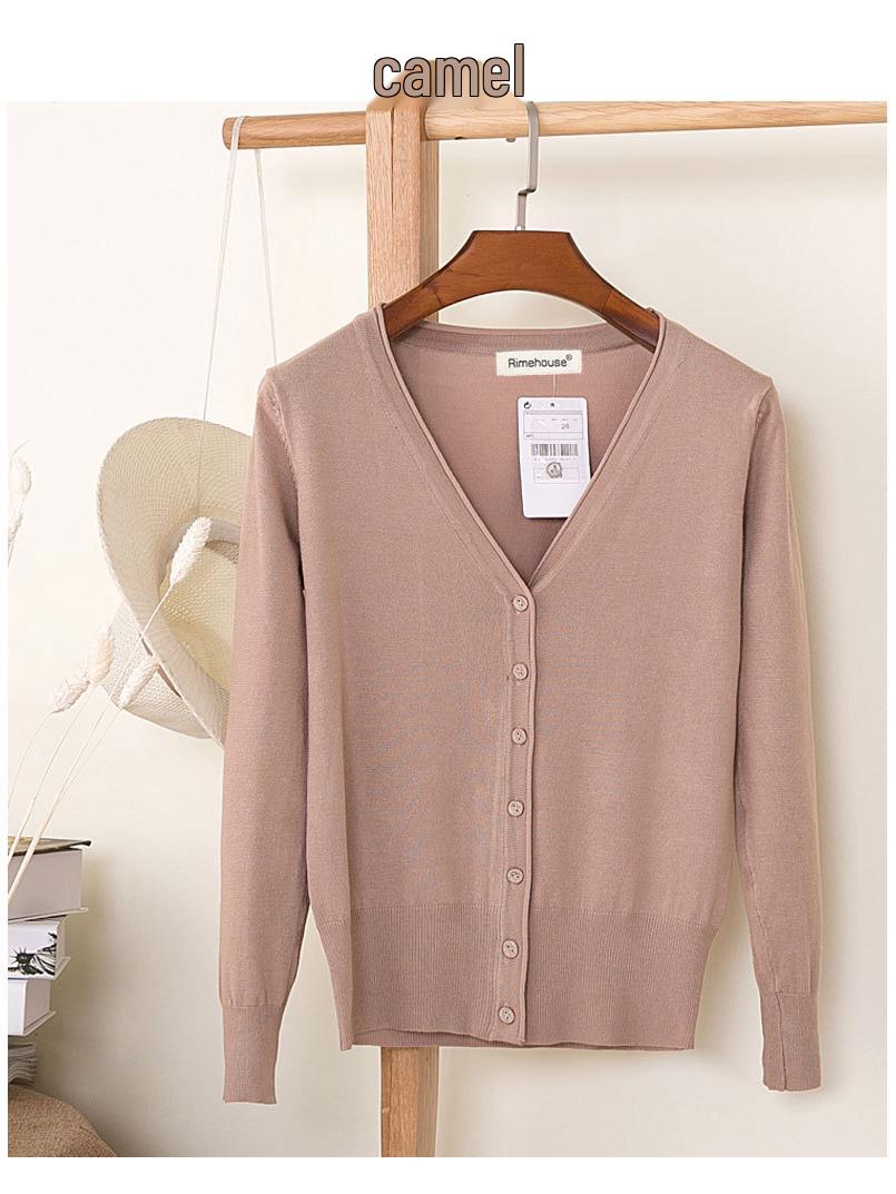 

В язаний корейський кардиган з V-подібним вирізом: Жіночий топ з довгим рукавом, універсальний для весни та осені. L