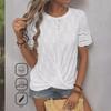 2024 Elegant Solid Color Women's Lace Sleeve T-Shirt