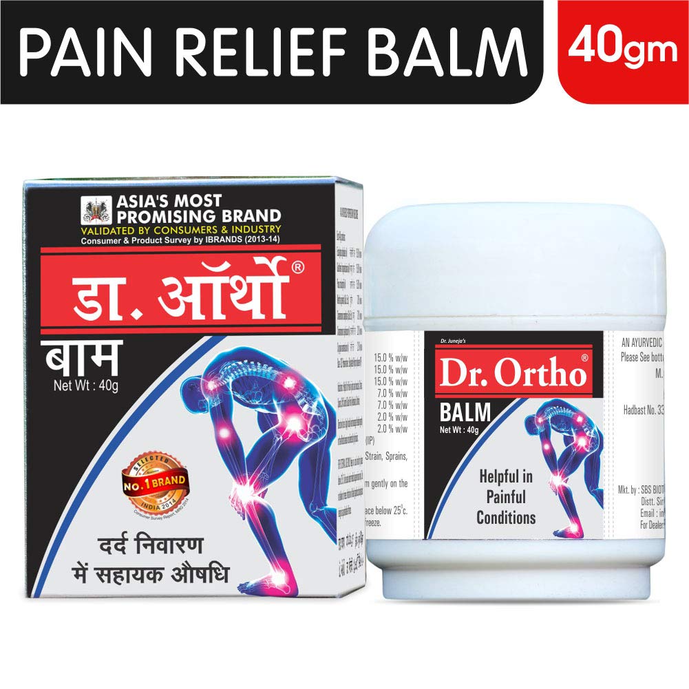 Dr.Ortho Ayurvedic Pain Relief Balm for Joint, Knee, Back Pain - 40g Pack of 2 Natural Relief
