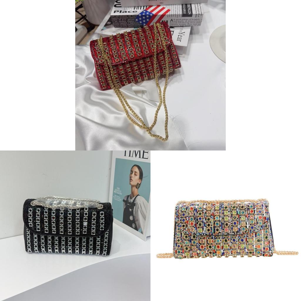 Classic Polyester Chain Shoulder Bag With Sparkling Water Drill For Casual Streetwear