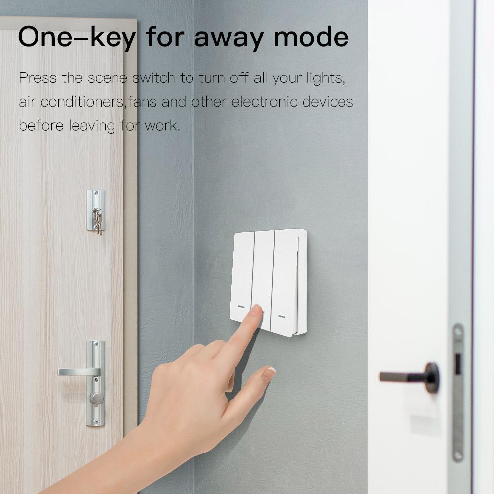 MOES Tuya ZigBee Scene Switch Wireless Push Button Controller Battery Powered Transmitter Smart Life App Automation 1/2/3 Gang