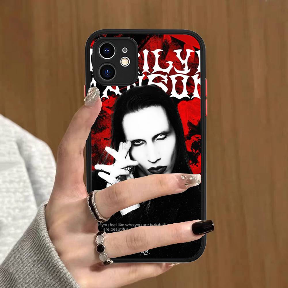

Rock Band Marilyn Manson For IPhone Air 16 15 14 Plus 13 12 11 Pro Max Matte Cover Jelly Shockproof Phone Case iphone 16pro max