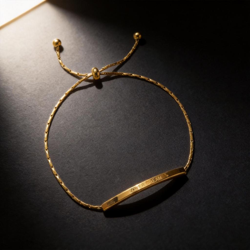 18k Gold Engraved Adjustable Pull-string Bracelet for Women - Instagram Style, Light Luxury, High-end Feel, Colorfast Jewelry Piece