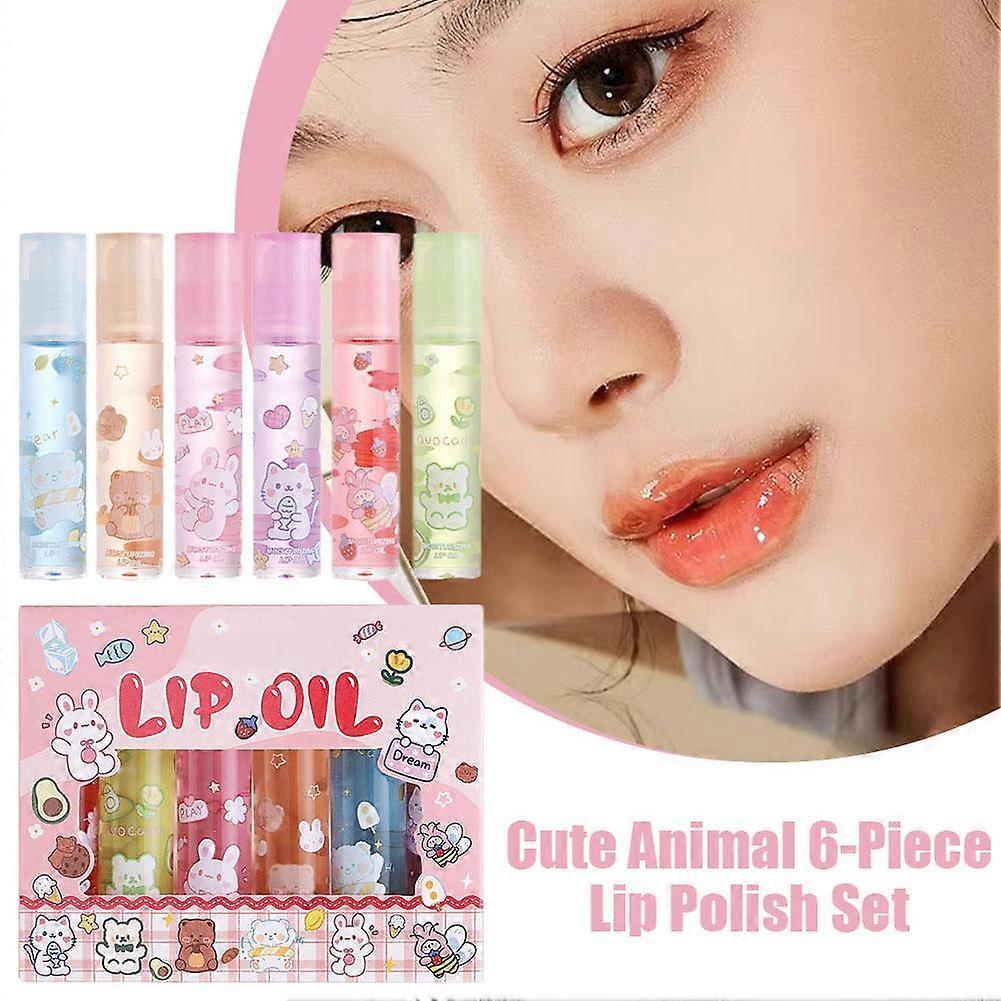 6 Pcs Lip Oil Set Sexy Colour Hydrating Moisturise Lip Glossy Oil Sweet