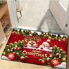 Christmas Doormat with Santa Claus Holiday Floor Mat Suitable for Red Background with Green Front Doors Holiday Home Decoration