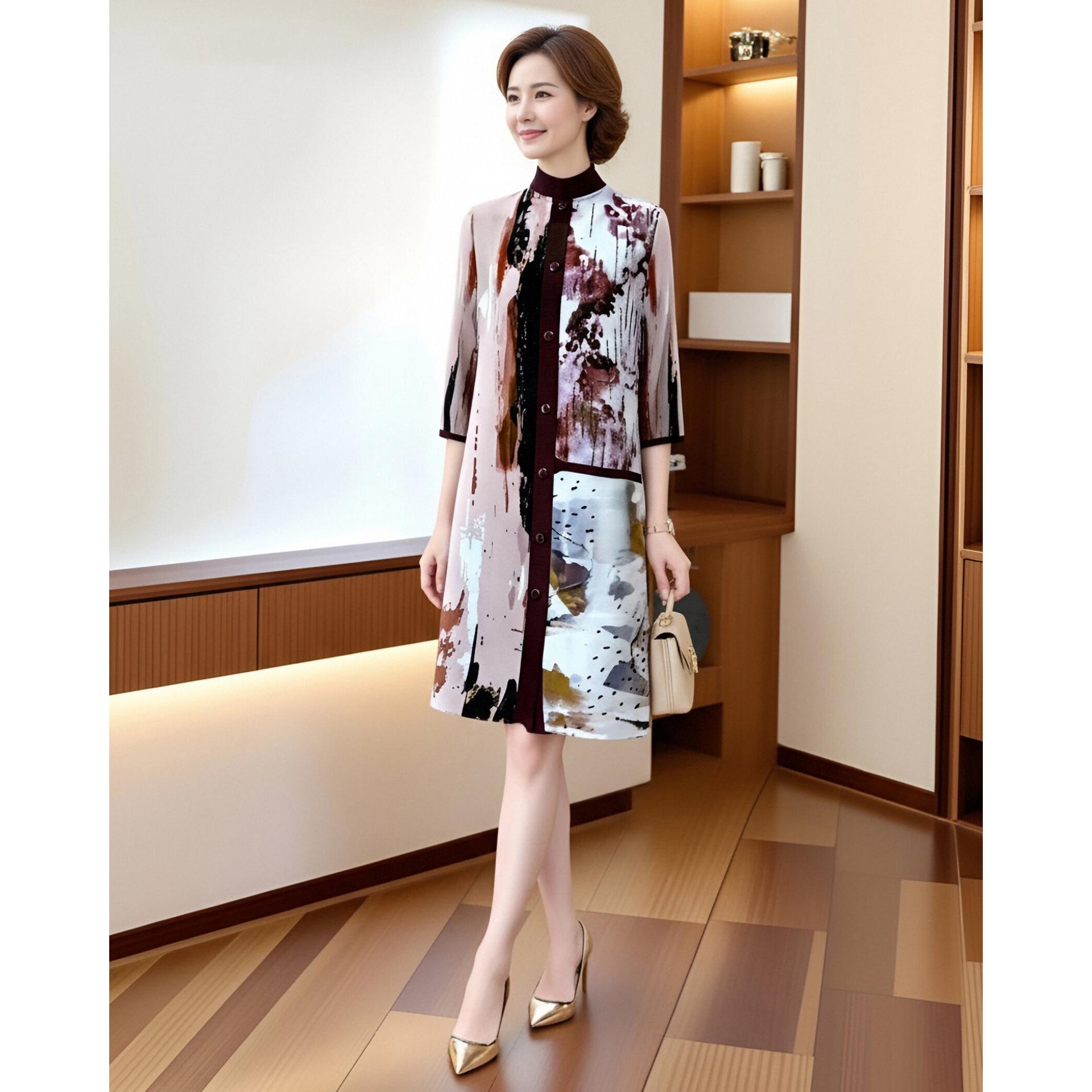 Mother s Stylish Age-Defying Spring 2026 Miyake Pleated Loose Dress One Size
