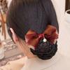 Pearl Pendant Mesh Bow Bun Net Spring Clip Bowknot Hairgrips Net Cover Bowknot Bun Snood  Dance