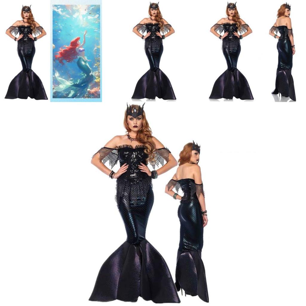 Heißes Filmthema Meerjungfrauen-Prinzessinnenkostüm Langes Kleid für Bühnenauftritt und Rollenspiel