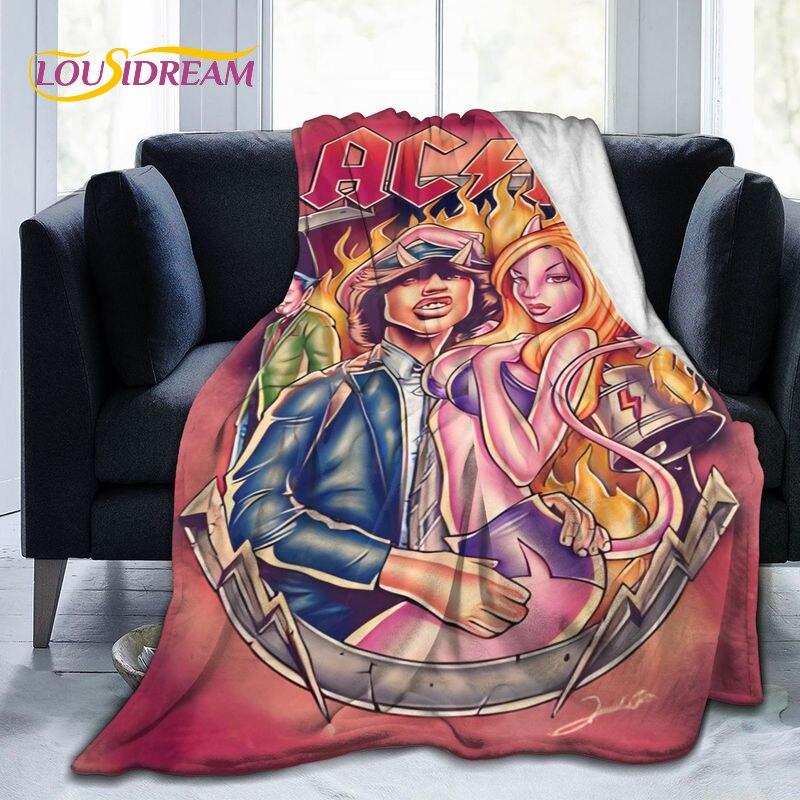 Nová 3D tištěná deka AC/DC Rock Band, měkká flanelová přikrývka, teplá sherpa deka pro všechna roční období, na postele, pohovku, do kanceláře