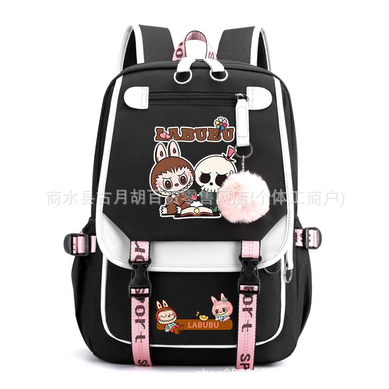 School Bag Printed Backpack USB Port Anime Cartoon Student Large Capacity Canvas Bag