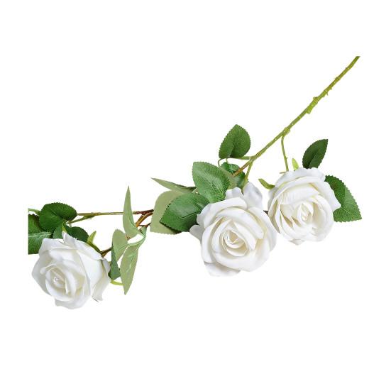 Artificial Rose Flower 3 Heads Full Blooming Fake Silk Roses Bouquet with Stem for DIY Vase Home Wedding Party Centerpiece