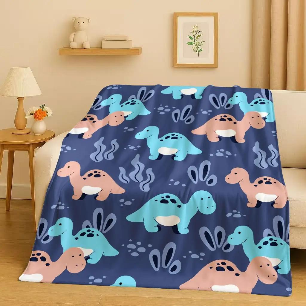 2026 New Space Dinosaur Cartoon Dino Art Flannel Blanket,Ultra Soft Warm Plush Throw for Home Bedroom Bed Sofa Cover Kids Gift