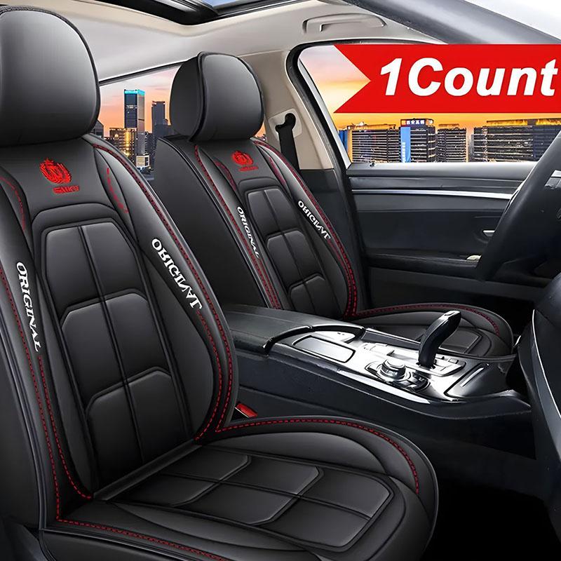 Premium Seat Car Seat Cover Full Set PU Leather Quilted Front/Back Protectors Cushion for Most of The Car Models on The Market