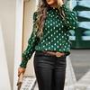 Loose Round Neck Printed Blouses Commuting Long Sleeve Autumn Winter Women