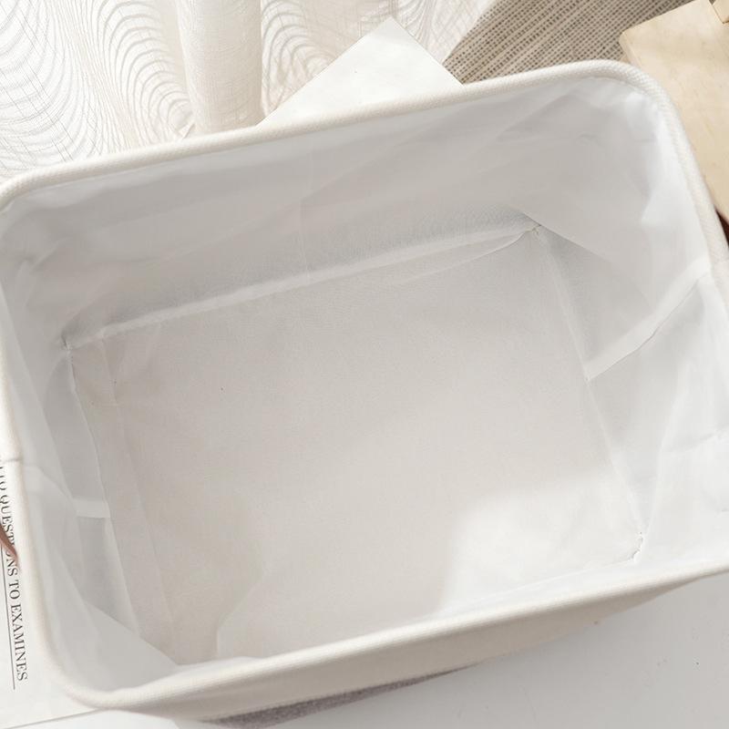 Cesto Portaoggetti Spesso in Cotone e Lino con Manici in Pelle, Contenitore Pieghevole Organizer per Vestiti e Calzini per la Casa