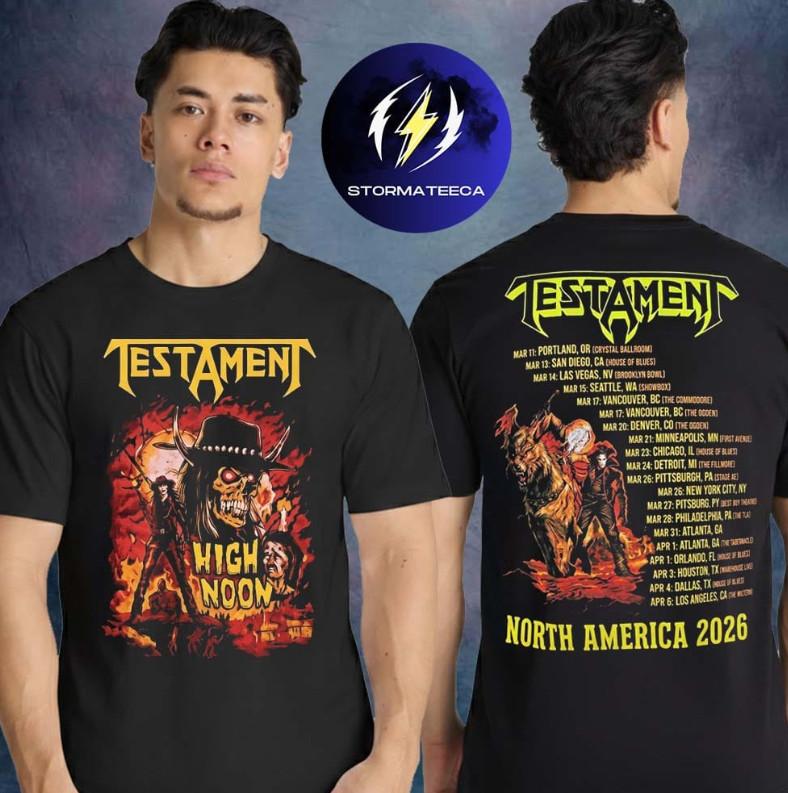 Testament Thrash Of The Titans North America Tour 2026 Merch High Noon Havoc Unisex T-Shirt XXL