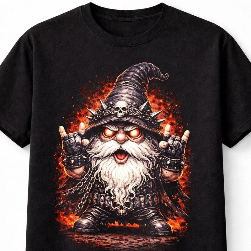 Heavy Metal Gnome Gothic Rock Fantasy Graphic Unisex TShirt S