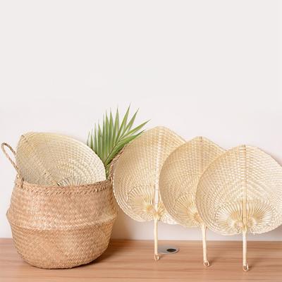 Versatile Natural Handmade Straw Fan Hand-Woven Palm Leaf Hand Woven Summer Cooling Mosquito Repellent Hand Fans Farmhouse Decor