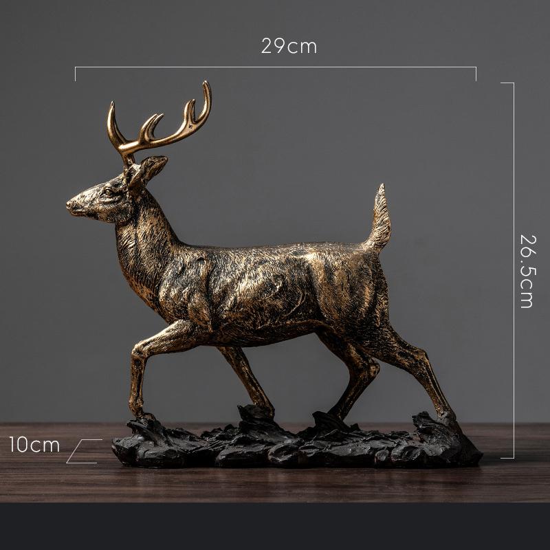 Retro Golden Deer Statue Desk Decoration Creative Crafts Deer Ornaments Artwork Animal Resin Sculpture Room Aesthetic Decor