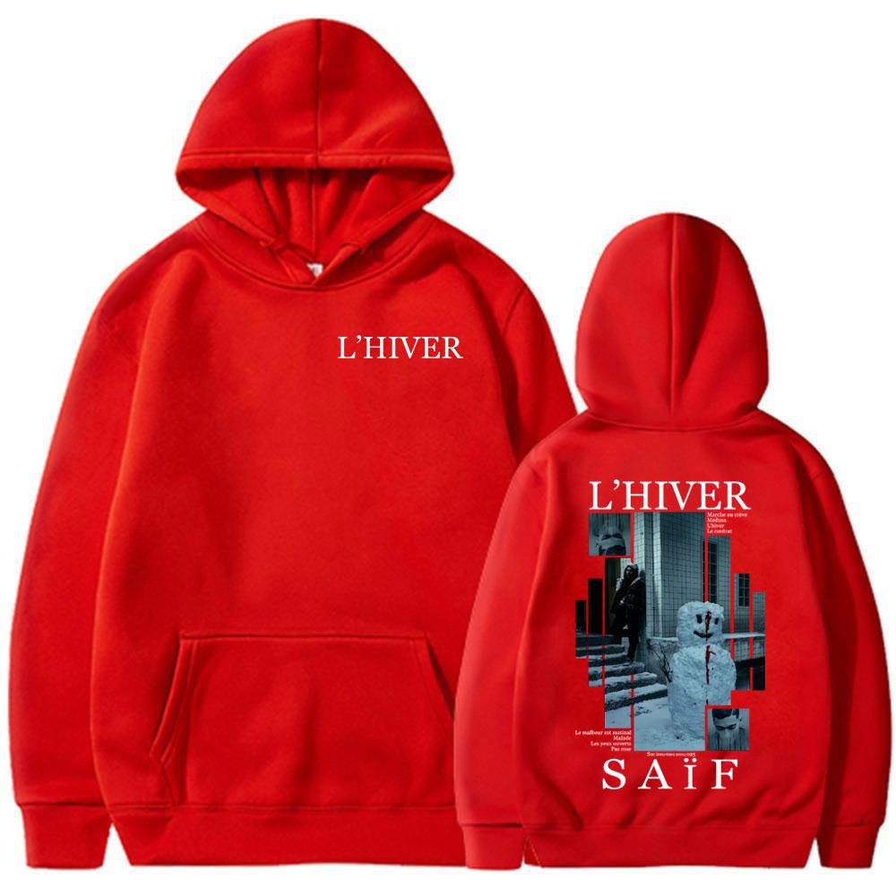 Rapper L'HIVER Saif Album Hoodies Men's Women Hip Hop Fleece Pullover Sweatshirt Retro Long Sleeve Oversized Hoodie Streetwear