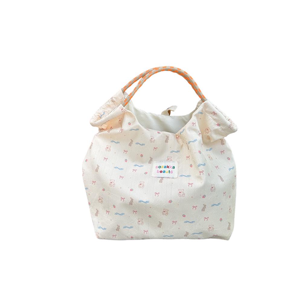 Korean Cartoon Canvas Tote Bag for Women - Large Capacity Handbag for Shopping & Work