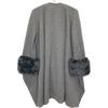 SONIA RYKIEL Gray Cotton Fur Poncho Coat coat 36 grayUsed