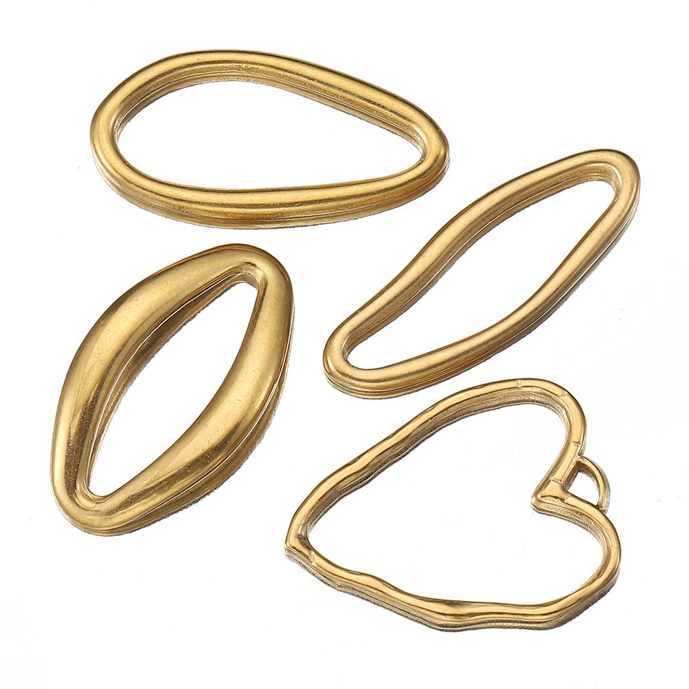 5pcs Stainless Steel Irregular Bezel Blank Gold Color Charms Pendants Connectors for DIY Earrings Necklace Jewelry Making