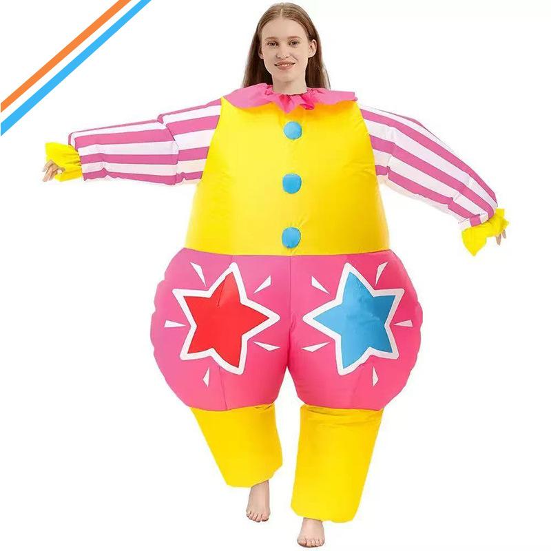 Halloween Evil Clown Inflatable Costume Cartoon Human Puppet Costume Clown Show Party Trick Props