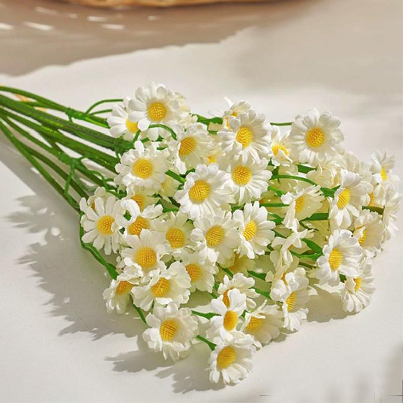 5/10/20Pcs 26cm Silk Artificial Daisy Flowers White Daisy Fake Flower Bouquet for Party Table Decoration DIY Home Wedding Decor