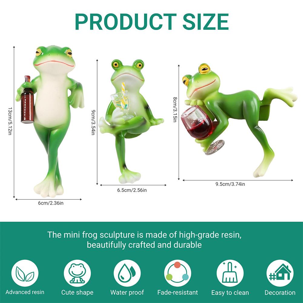 Funny Drinking Frog Statue Flower Pot Hugger Resin Hanging Frog Figurine Miniature Frog Figurine for Flower Yard Lawn Ornament