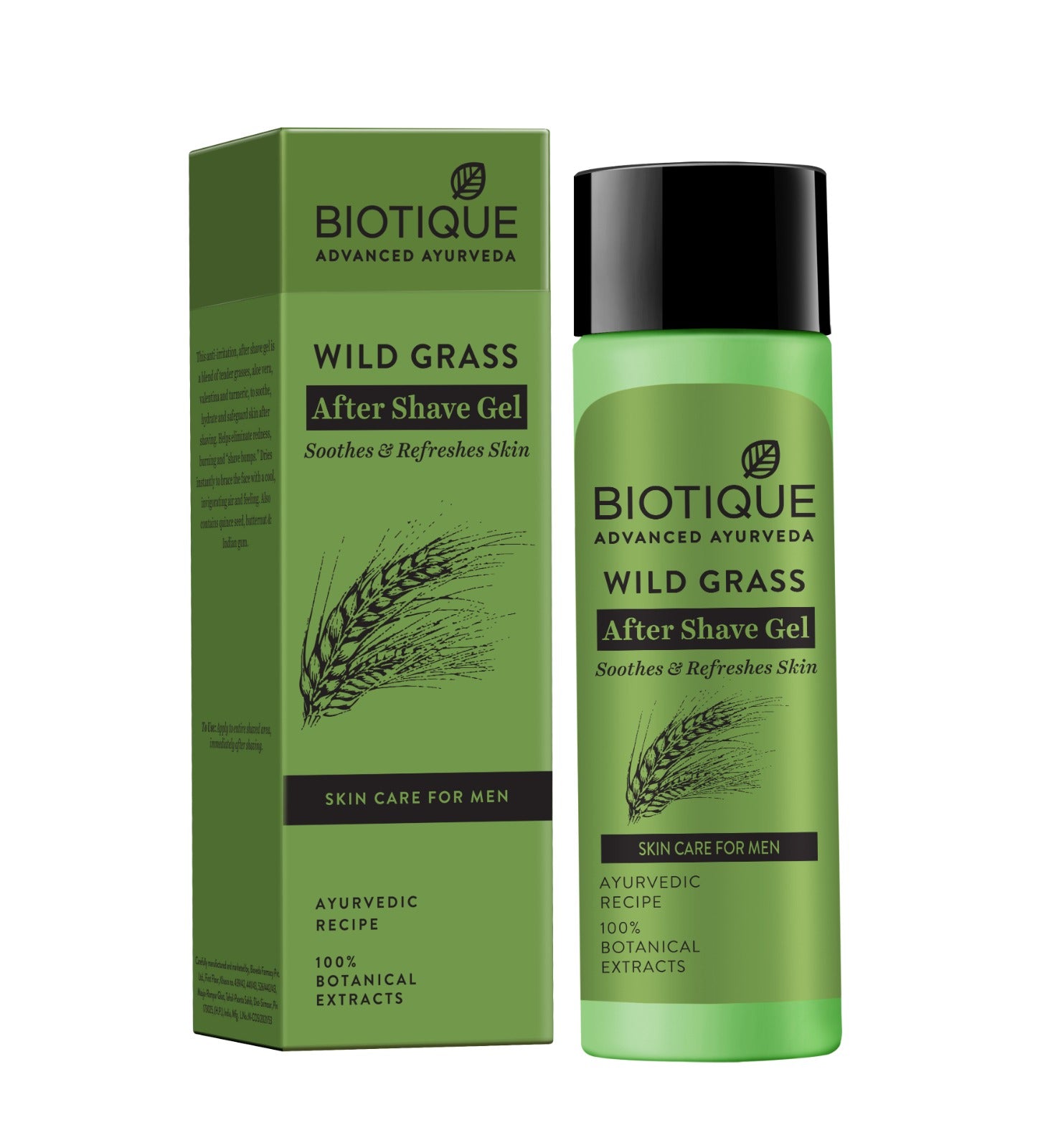 

Biotique Wild Grass Гель после бритья для мужчин 120 мл – Успокаивающий, против раздражения, увлажняющий гель с алоэ вера и куркумой