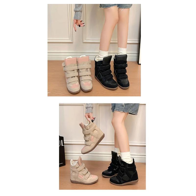 Tacones Mujer Zapatillas de Gancho y Bucle Altas Otoño Invierno Casual Zapatos Deportivos Botines Mujer