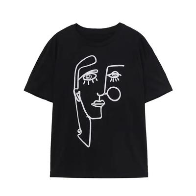 Line Art Face Graphic TShirt Casual Short Sleeve Tee for Unisex Women Unique Single Line Abstract HuUnisex Face Stylish Design Top
