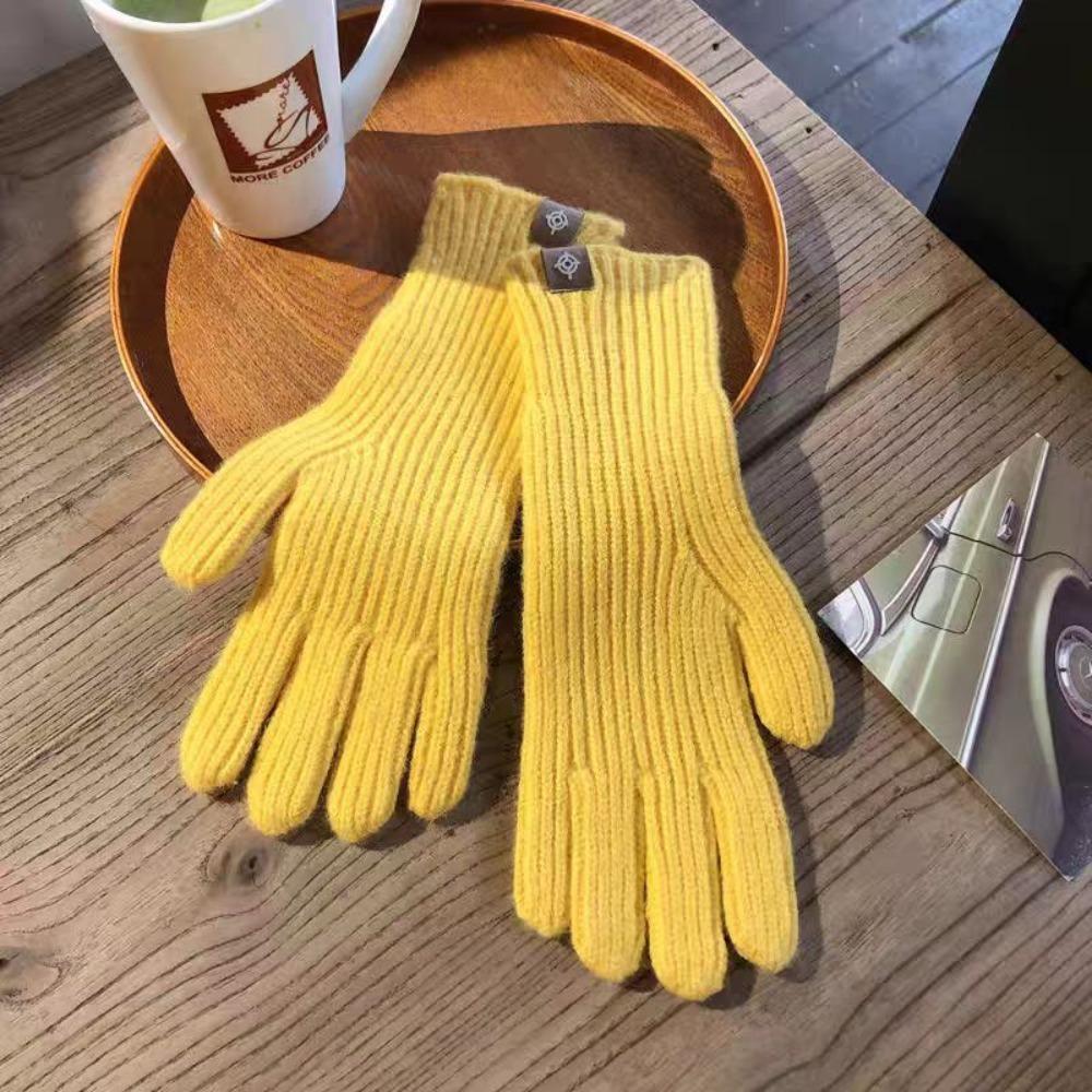 Casual Long Knitted Gloves Touchscreen Solid Color Winter Gloves Warm Mittens Outdoor Riding