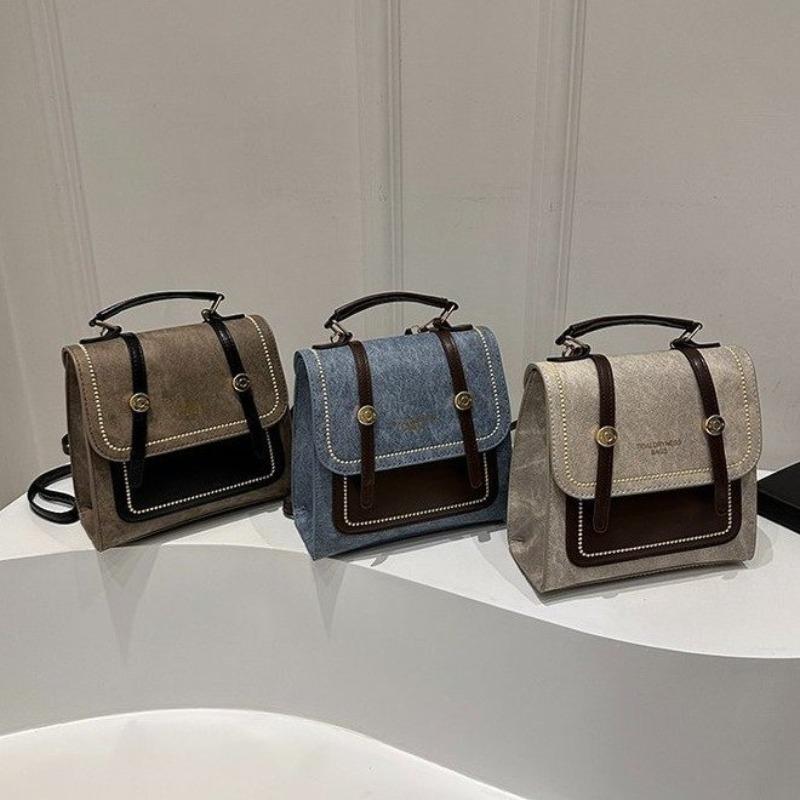 New academic style retro largecapacity commuting and leisure diagonal span portable shoulder backpack