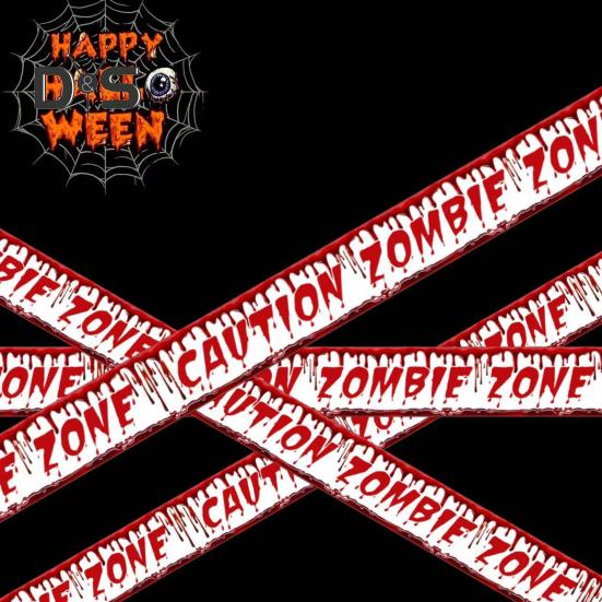 Halloween Warning Tape Outdoor Danger Warning Line Decoration Window Hanging Banner Scary Haunted House Prop Party Supplies