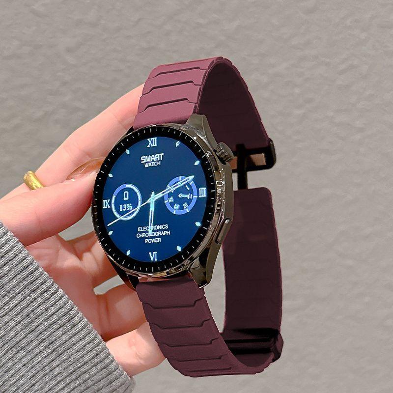 

20mm/22mm Universal Silicone Watch Strap Waterproof Adjustable Folding Magnetic Buckle Durable Band Compatible with Huawei/Samsung/Xiaomi/Honor Watch 20mm вина червоного кольору
