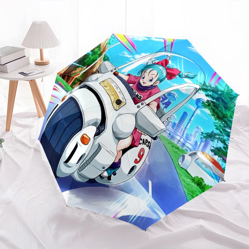 Padrão Dragon Ball, guarda-chuva de dobra automática, design portátil e dobrável, 8 varetas, um presente de Natal ou aniversário.