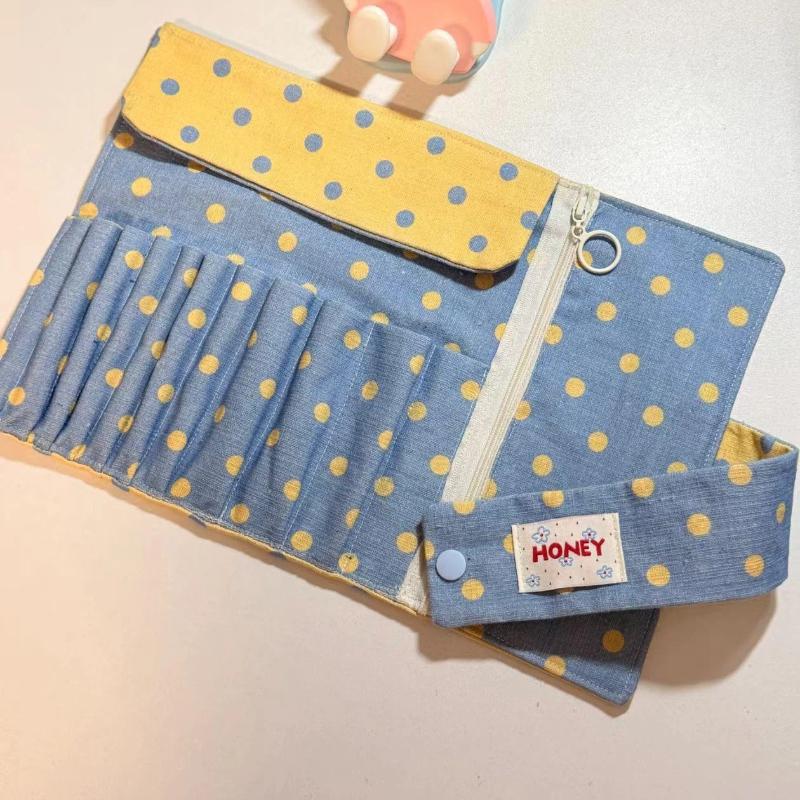 Vintage Prikket Sammenrulbar Blyantstaske Dobbeltbrug Makeuppenselholder Bærbar Gave