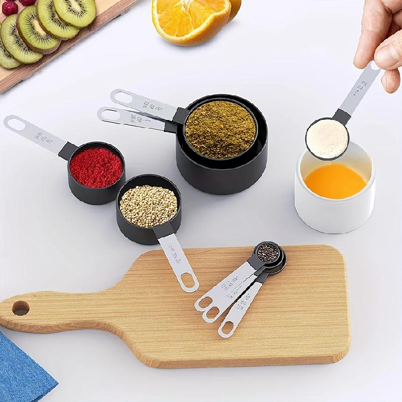 8PCS plastic measuring cup Spoon Set Stainless Steel handle Kitchen Baking Tools Accessories Weighing gadgets