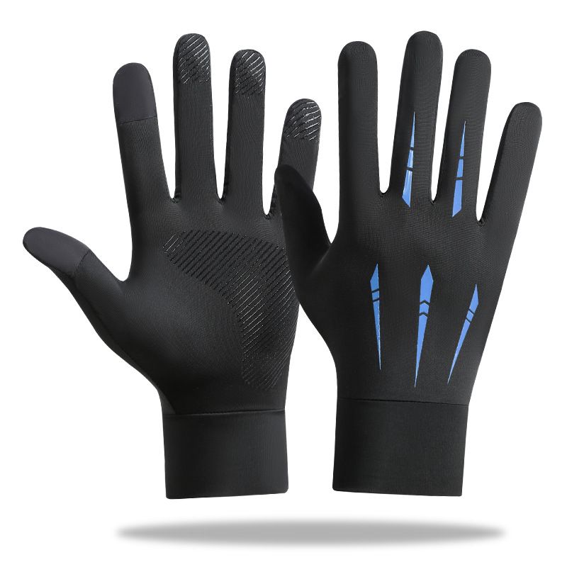 

Sun Protection Washed Gloves Men s Summer Thin Open Finger Ice Silk Driving and Biking Leak Two Finger Lure Fishing Takeaway Half Finger Ice Silk Five Claw Finger [Blue]]