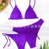 Bikini Split Swimsuit Women's Solid Color Sexy Backless Strap Threepoint Bikini Threepiece Swimsuit