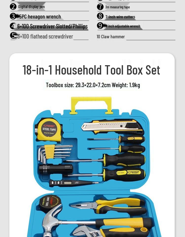 Complete Household Tool Set: Wrenches, Screwdrivers, Pliers, and More