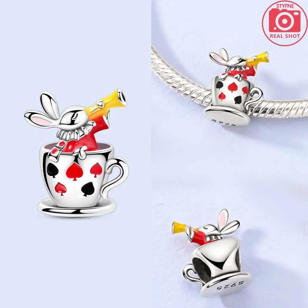 

Кулон в виде покерной чашки, красная одежда, кролик, бусины, подходит для оригинального медного браслета, ювелирное изделие, подвески для телефона, подарок на День защиты детей для женщин и детей