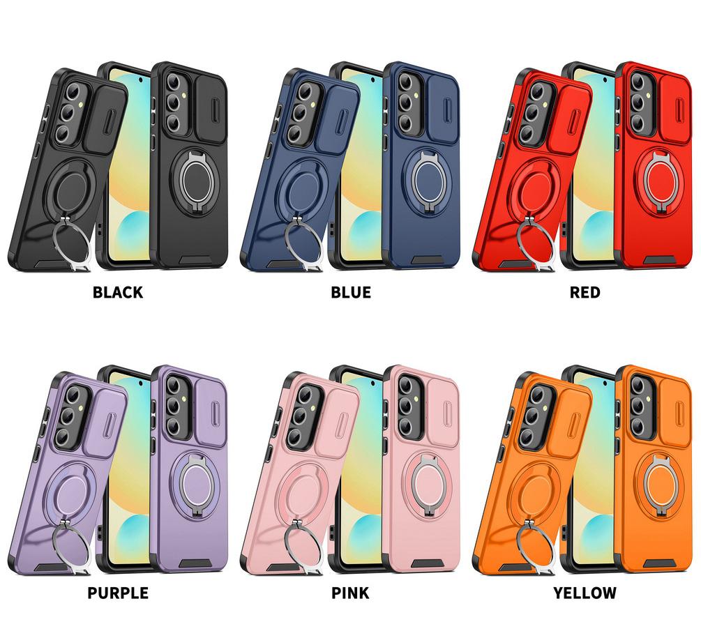 Sliding Camera Protects Phone Case for Samsung S25 + S25 Galaxy S24 Ultra S23 FE S22 Plus S21 S20 FE Metal Bracket Rugged Cover