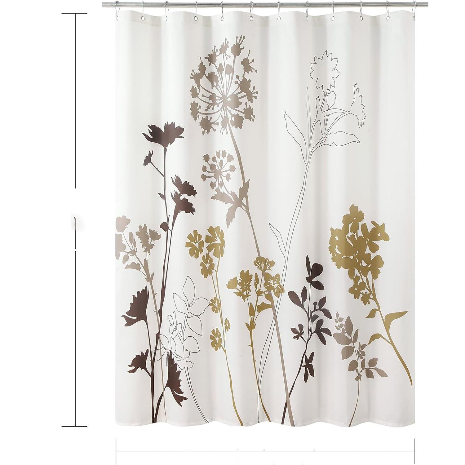

1Pc Shower Curtain, Beige Cream Floral Shower Curtain Plant Shower Curtains For Bathroom, Bathroom Curtains W60H190(CM)-1 Pcs