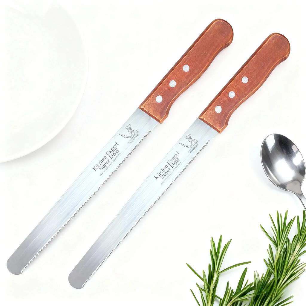 10/14 inch roestvrijstalen gekarteld broodmes, lang taartmes met fijne tanden voor het snijden van stokbrood, keukengereedschap voor bakken