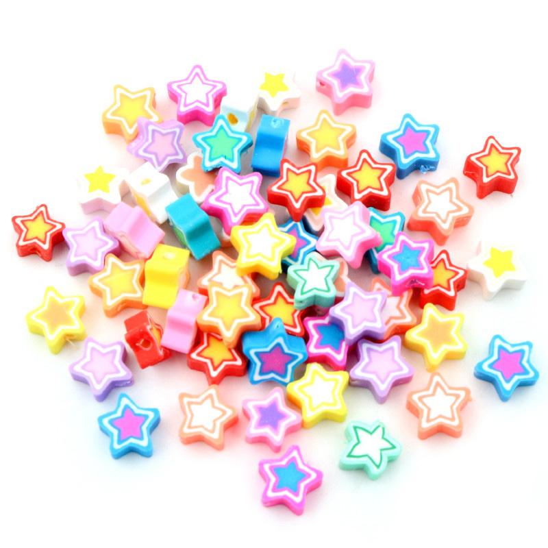 50pcs 10mm Clay Spacer Beads Polymer Loose Beads Random Colors Fruit Flower Animal Shape For Jewelry Making DIY Accessories