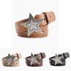 Fashion Womens Leather Belt With Star Pattern And Metal Buckle For Casual And Office Wear